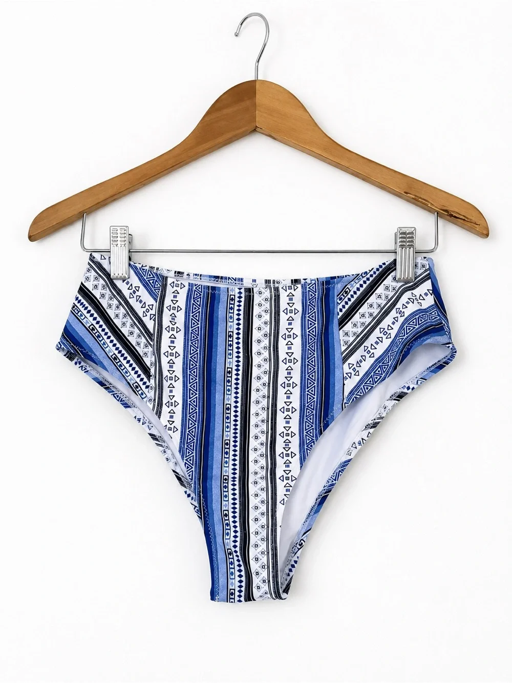 Cupshe Blue Geometric High-Waisted Two-Piece Swimsuit